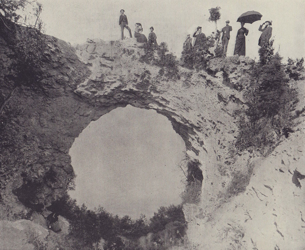 Arch Rock, Mackinac Island, Michigan. STODDARD 1895 old antique print picture